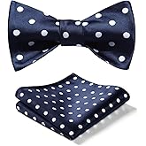 HISDERN Bow Ties for Men Polka Dot Selftie Bowtie and Pocket Square Classic Business Tuxedo Wedding Bowties Handkerchief