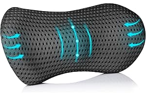 POWEROLE Lumbar Support Pillow, Memory Foam Back Support for Chair and Car Seat, Ergonomic Lumbar Pillow for Lower Back Pain Relief, Bed and Recliner (Black)