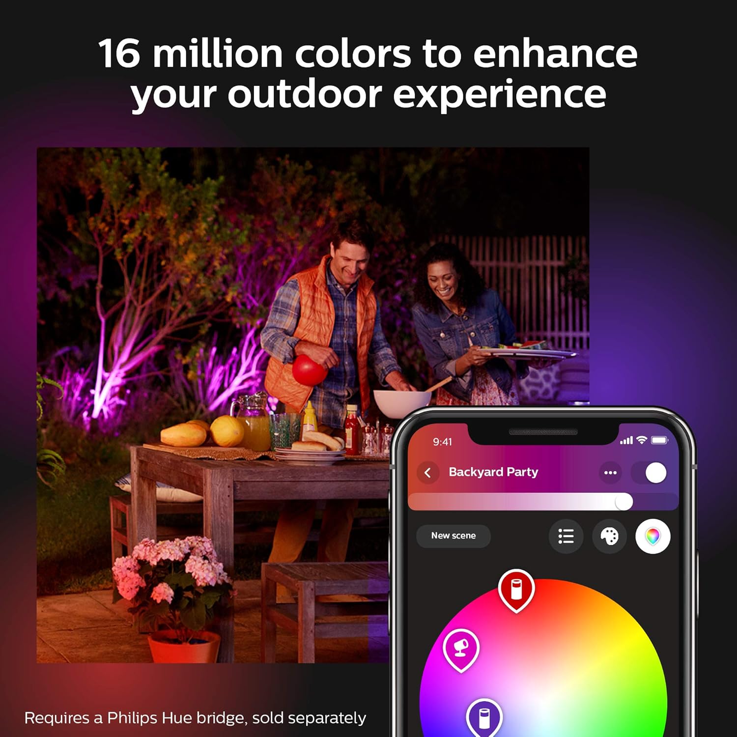 Philips Hue Discover Outdoor White & Color Ambiance Smart Floodlight (Hue Hub Required, Smart Light Works with Alexa, Apple Homekit and Google Assistant): Home Improvement