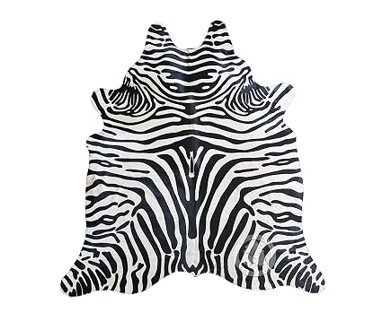 Amazon De Teppich Aus Kuhfell Farbe Zebra Safari Schwarz Und