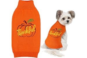 GOYOSWA Dog Thanksgiving Sweater, Knitted Thanksgiving Fall Holiday Dog Sweater Outfit Clothes for Small Medium Large Dogs Pets (Orange, Medium)