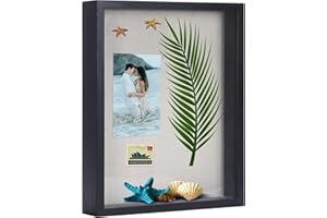 LAVEZEE 11x14 Shadow Box Black Picture Frame with Glass, Memory Display Case of Medals, Flowers, Photos, Baby Items for Wall and Tabletop Decor
