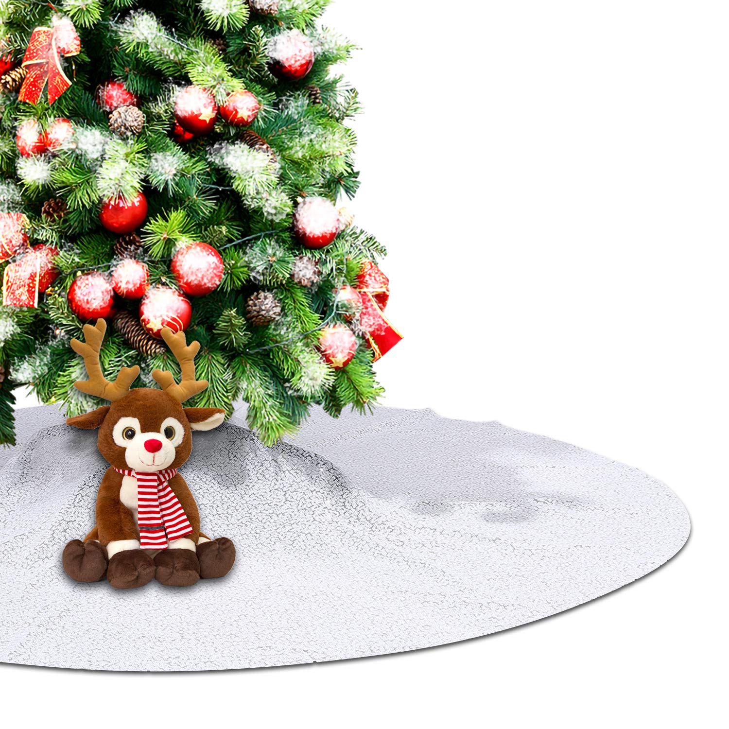Eternal Beauty 127cm Round Sequin Tree Skirt Xmas Tree Ornament for Christmas Holiday Decoration(50 inches,White)