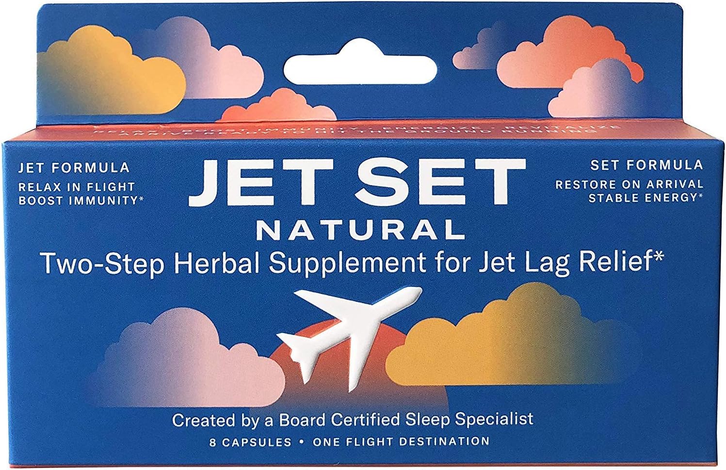 JET SET NATURAL, Two-Step Herbal Travel & Jet Lag Tablets Remedy | Sleep Specialist Created | Jet to Relax & Boost Immunity | Set to Energize & Restore | Herbs, Vitamins & Minerals | Sleep Aid