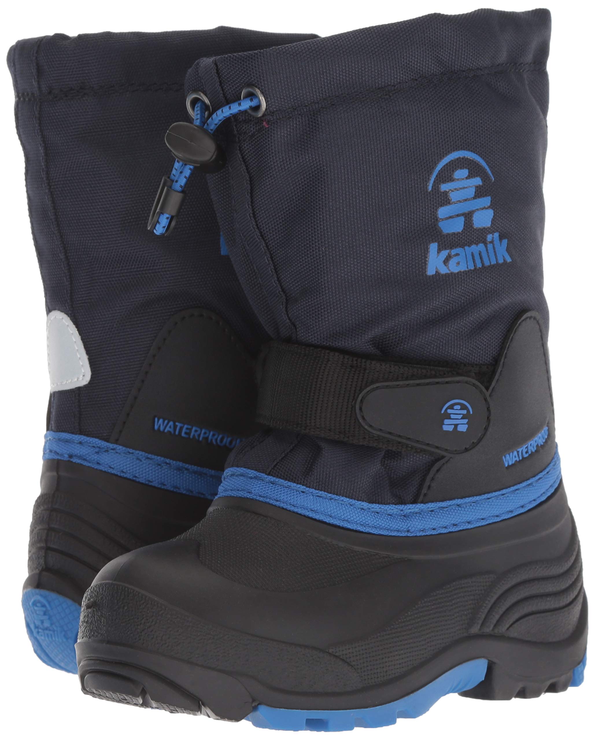 Kamik Waterbug 5 Kids Winter Adventure Boots - Waterproof Snow Boots - Insulated Winter Footwear for Kids - Navy/Blue - 5 Big Kid
