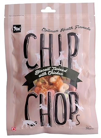 Chip Chops Dog Biscuit Twined with Chicken, 70gm, Optimum Health Formula Pack