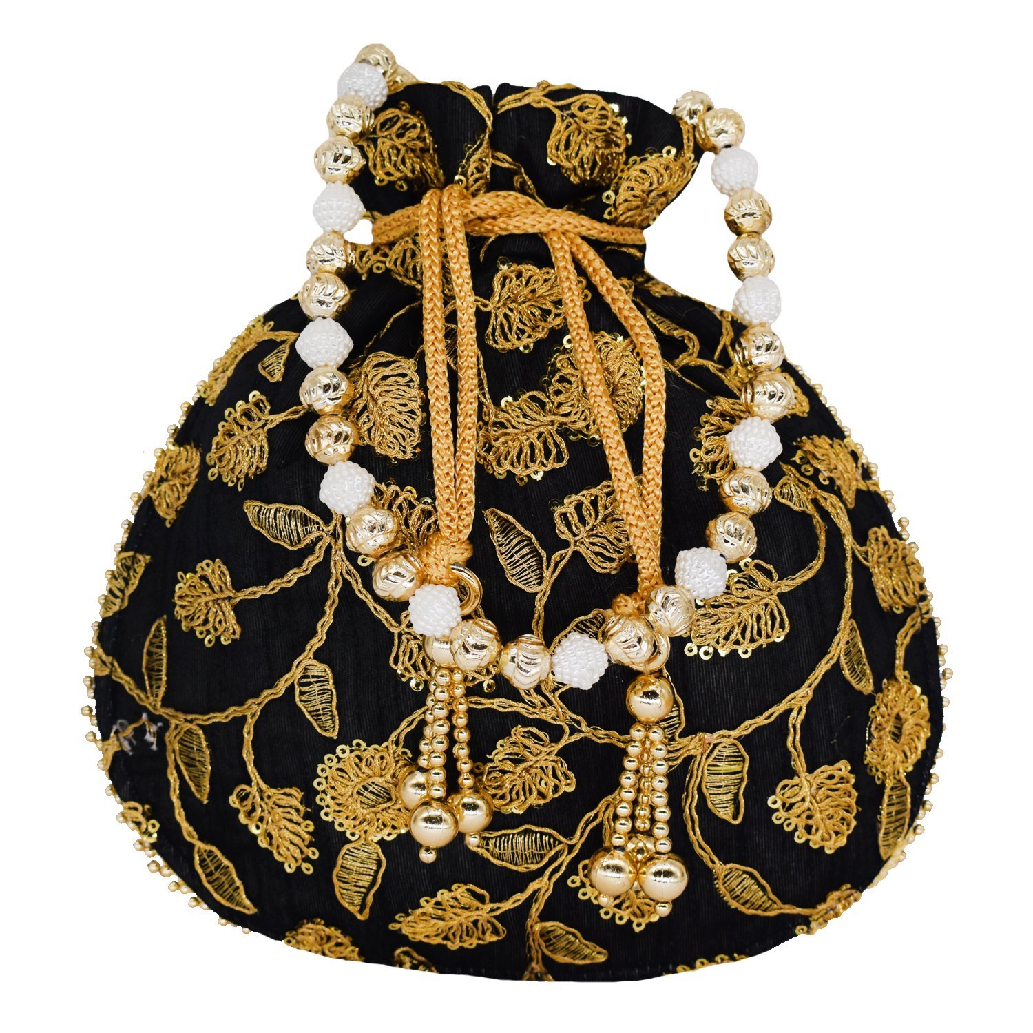 bagaholics ethnic silk potli bag clutch batwa pouch with embroidery and metal bead work gift for women