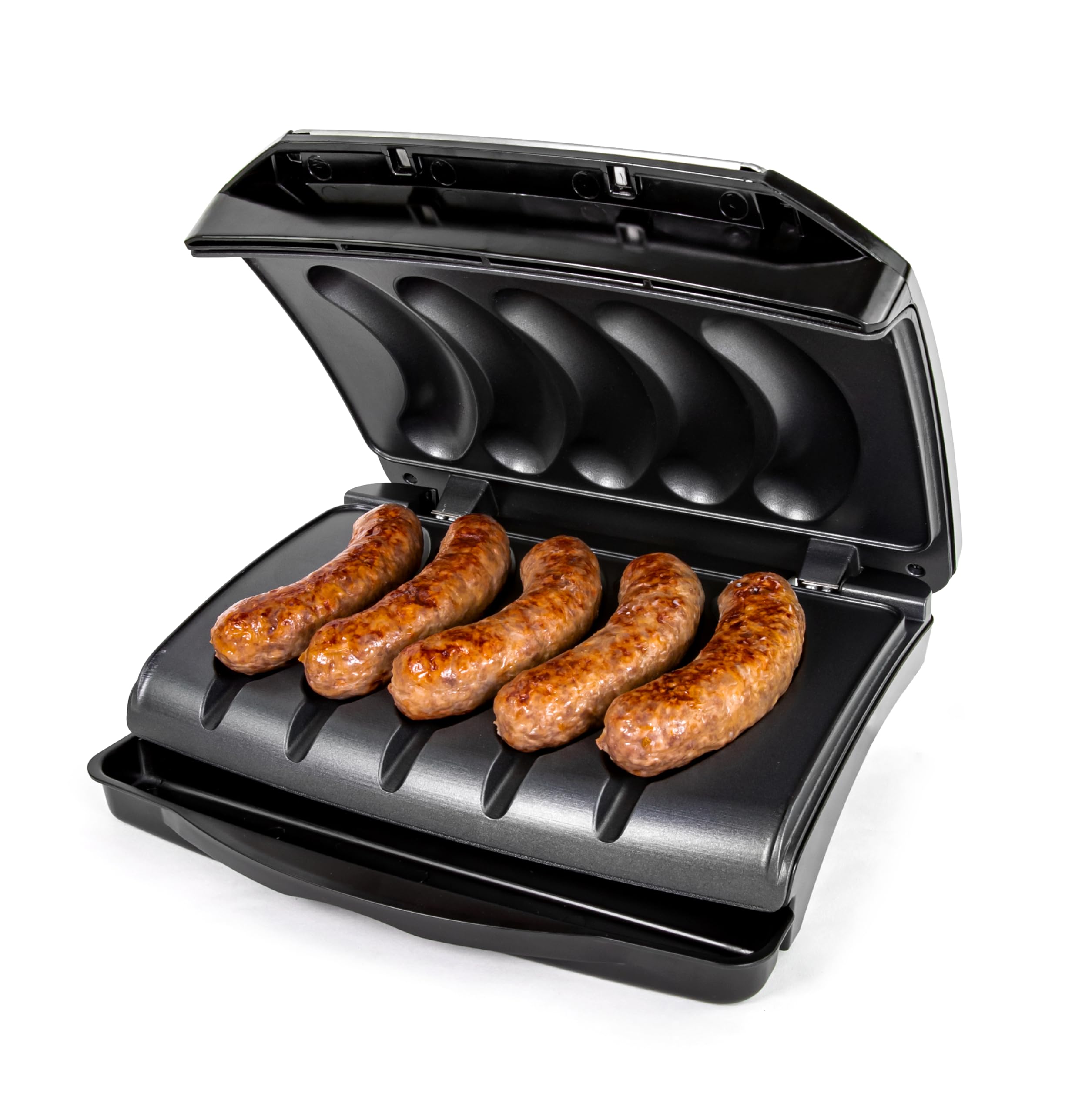 Homecraft Electric Sausage & Brat Grill with Oil Drip Tray, Carry Handle, and Cord Storage, up to 5 Links of Beef, Turkey, Chicken, Veggie Sausages, or Hot Dogs