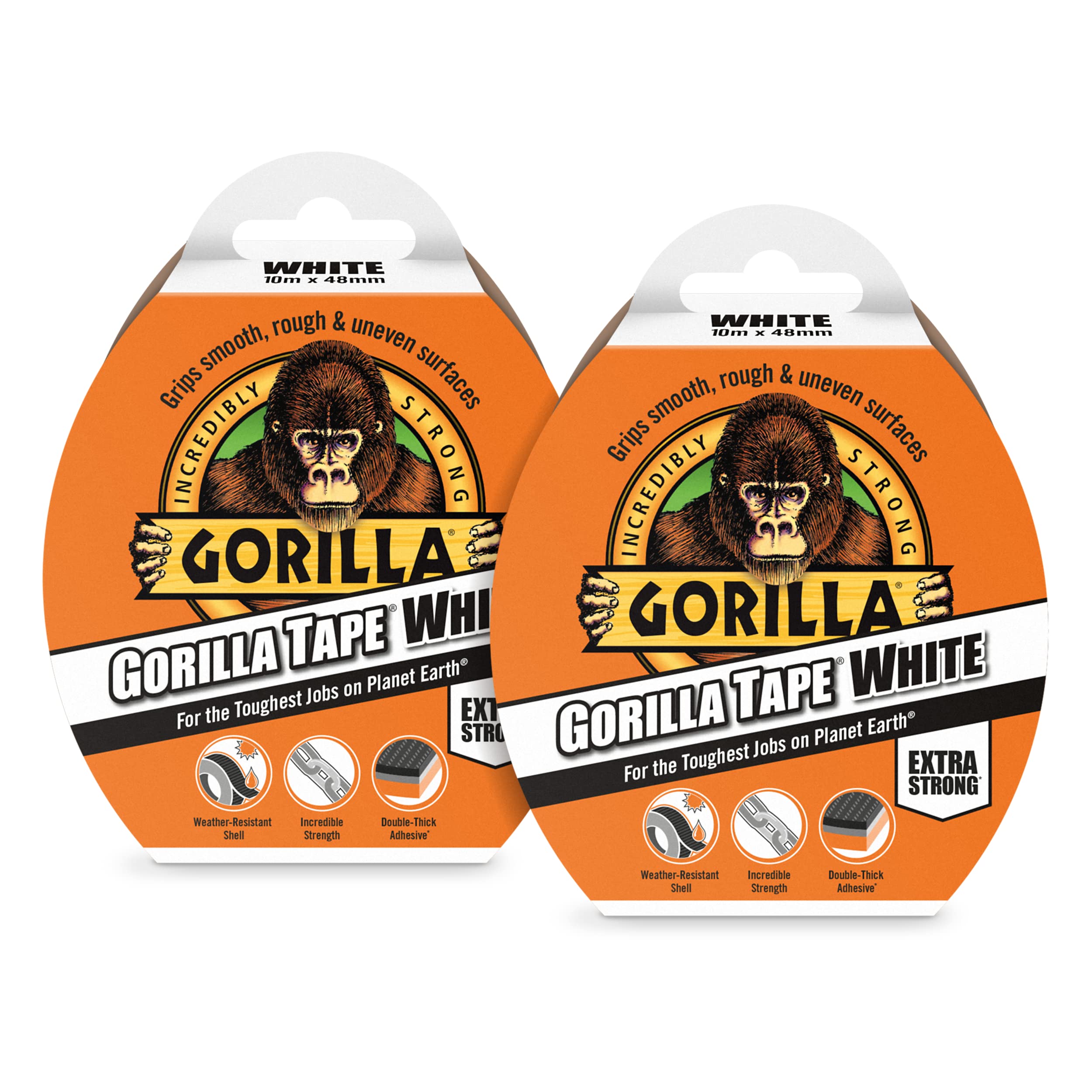 Gorilla Tape White 10m (2 Pack)
