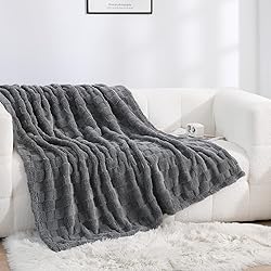 Linecooo Grey Fleece Throw Blanket 60”×80” for