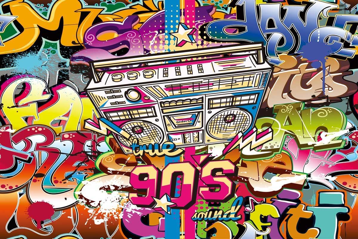 Daniu 90's themed Party Background Graffiti Vinyl: Amazon.co.uk: Camera