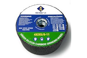 SIGNI 4 Inch Green Grinding Stone with 5/8-11 Thread (1 Pack, 4X2X5/8-11,120 Grit)