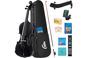Djlin Violin for Beginners, Black Violin for Adult, Kids Violin Beginner, Fiddle Accessories Include Case, Violin Rosin, Violin Bow, Violin Strings, Violin Shoulder Rest, Violin Tuner