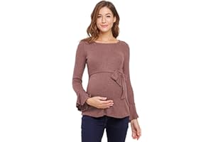 LACLEF Women's Bell Sleeve Ribbed Maternity Sweater Top