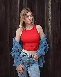 OQQ Women's 2 Piece Tank Tops Crew Neck Sleeveless