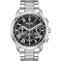 Bulova Men's Classic Wilton 3-Hand 21-Jewel Watch, 60 Hour Power Reserve, Luminous Hands, Open Aperture, Roman Numeral Marker