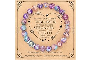 JOYCUFF 𝗚𝗶𝗳𝘁𝘀 𝗳𝗼𝗿 𝗪𝗼𝗺𝗲𝗻 𝗠𝗼𝗼𝗻𝘀𝘁𝗼𝗻𝗲 𝗕𝗿𝗮𝗰𝗲𝗹𝗲𝘁 Colorful Imperial Jasper Natural Stone Bracelets Handmade Item Christmas Birthday Gifts for Mom Daughter Granddaughter Sister Niece