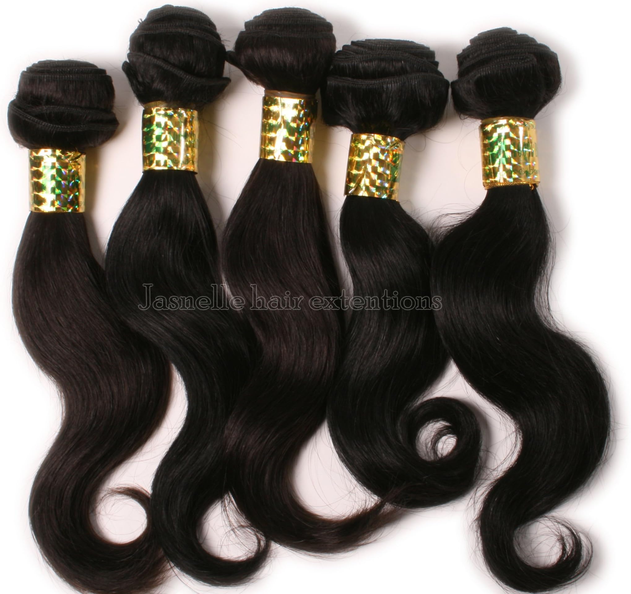 Jasnelle Hair| 12" (1Piece of hair) 100% Brazilian /Peruvian Remy Natural Body Wavy Human Hair Extensions - Grade AAAA Colour #1B - Off Black