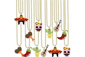 12 PCS Cinco de Mayo Fiesta Necklace Bead Mexican Party Decorations Supplies Favor Perfect for Cinco de Mayo Party Decoration