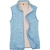 Bonnorth Women's Zip Up Sweater Fleece Vest, Sherpa Lined Windproof Warm Vest with Pocket