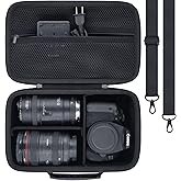 khanka Camera Case for Canon EOS Rebel T7/T100/T6/R50/R100/R5/R7/R8/R6 Mark II/SL3 DSLR Camera,Travel Protective Carrying Case for Canon EOS Rebel Camera and 18-55mm/18-45mm Lens(Case Only)