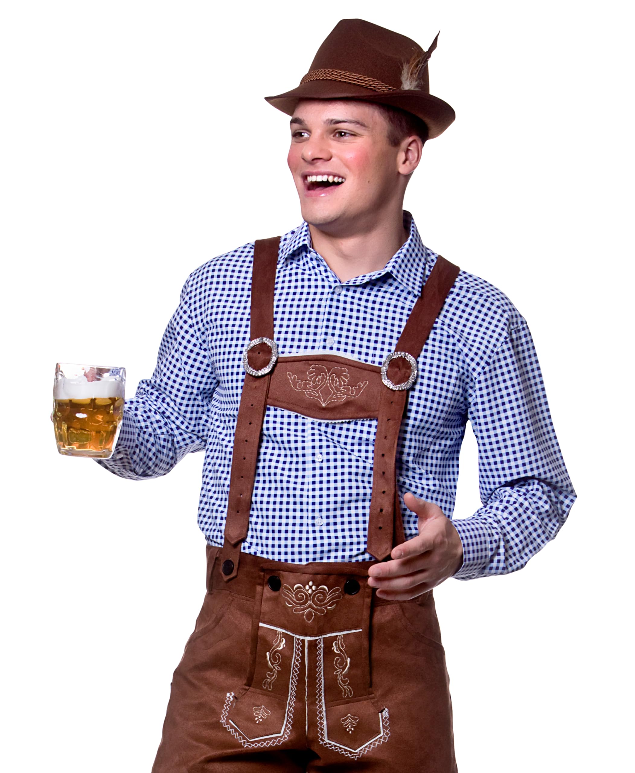 Wicked Costumes Mens Checkered Bavarian Oktoberfest Shirt - Small Blue