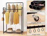 HOMIDEC Clothes Rail Metal Rack with Hooks Double Rails 80kg Black view 3