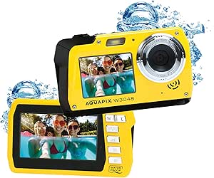 Easypix W3048 Edge Yellow - Cámara Sumergible, 48MP Doble Pantalla