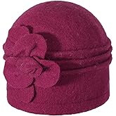 ZLYC Women Wool Cloche Bucket Hat 1920s Vintage Dress Winter Hats with Flower Accent