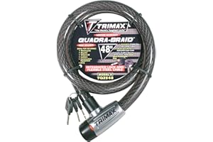 Trimax TQ2548 Trimaflex Long Integrated Keyed Cable Lock, 48-Inch X 25mm , Gray