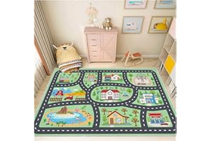YSYTLCL Kids Rug Car Rugs Playmat Carpet for Play Toy Cars for Playroom Classroom Kids Room, Educational Area Rugs Non-Slip Road Traffic Floor Rug Mats, Ideal Gift for Nursery Children Boy Girl 2.6x3.9ft