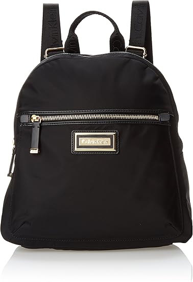 black nylon backpack gold zipper