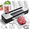 Vakumar Vacuum Sealer Machine, 80Kpa Food Vacuum Sealer Machine with Double Pump, Dry,/Moist, Pulse Mode, Handle Locked Design, LED Indicator Light & Cutter,12MM Widened Heating Strip