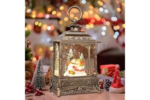 LSISOVO Christmas Snow Globes,Christmas Decorations for Home,with 6 Hour Timer,Musical Snow Globe,Battery Or USB Powered,Christmas Lantern,Christmas Festival Decor, Snowman Skiing