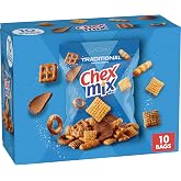 Chex Mix Traditional Snack Mix, Multipack, 10 ct, 17.5 oz | 50% Less Fat Than Potato Chips, Rye Chips, Pretzels &amp; Breadsticks, 10 Single-Serve Bags for Easy Snacking