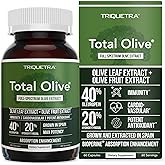 Total Olive&reg; - Olive Leaf Extract (40% Oleuropein) Plus Olive Fruit Extract | 20% Hydroxytyrosol, Full Spectrum Extract Grown &amp; Extracted in Spain, BioPerine Absorption Enhancement, 60 Count