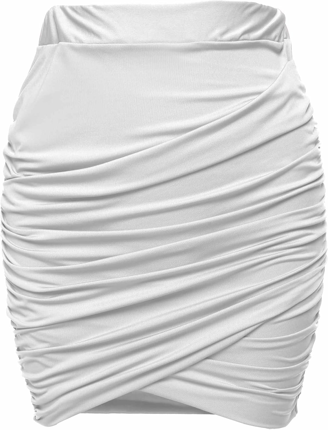 Zeagoo Women Wrap Runched Stretch Draped Mini Pleated Bodycon Pencil Skirt: Clothing