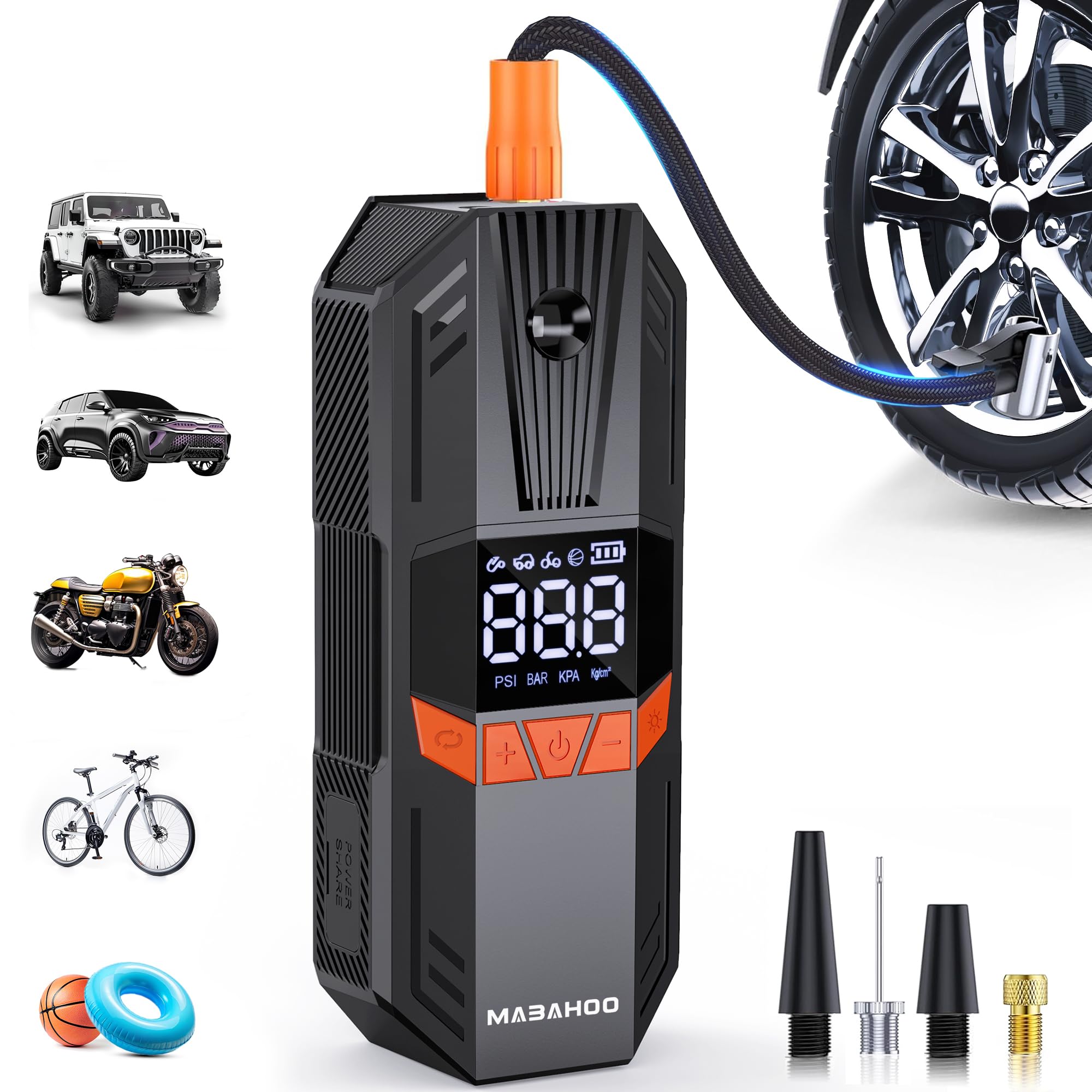 Photo 1 of ***It's used, we don't know if it's missing any parts, but it works 100%***Tire Inflator Portable Air Compressor, 150PSI Cordless Electric Air Compressor with LCD Pressure Gauge, Gifts for Father Him, Quick Inflation Bike Pump for Car Motorcycle Ball