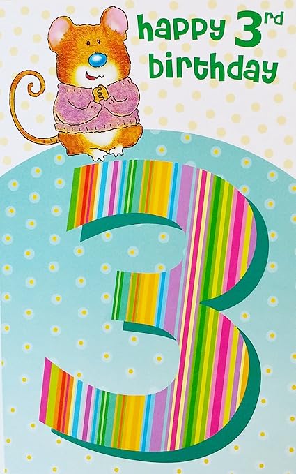 Amazon Com Happy 3rd Birthday Greeting Card W Lil Mouse