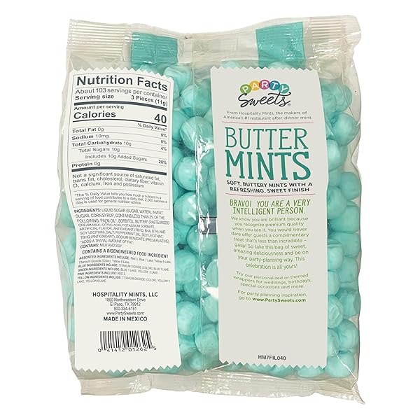 PARTY SWEETS BLUE BUTTERMINTS, 2.5 POUND, APPX. 350 PIECES FROM HOSPITALITY MINTS