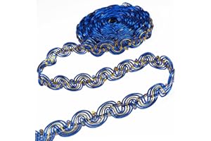 GXTIZAS Navy Gimp Braid Trim 6 Yards Metallic Scalloped Edge Lace Trim for Sewing Curtain Holdbacks Lampshades