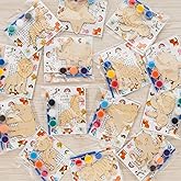 GEECOZYLIFE Animals Wood Crafts - 24 Pcs Safari & Under The Sea Wooden Animal Painting Kits with Word Search Cards - Classroom Birthday Gifts, Goodie Bags & School Rewards Crafts