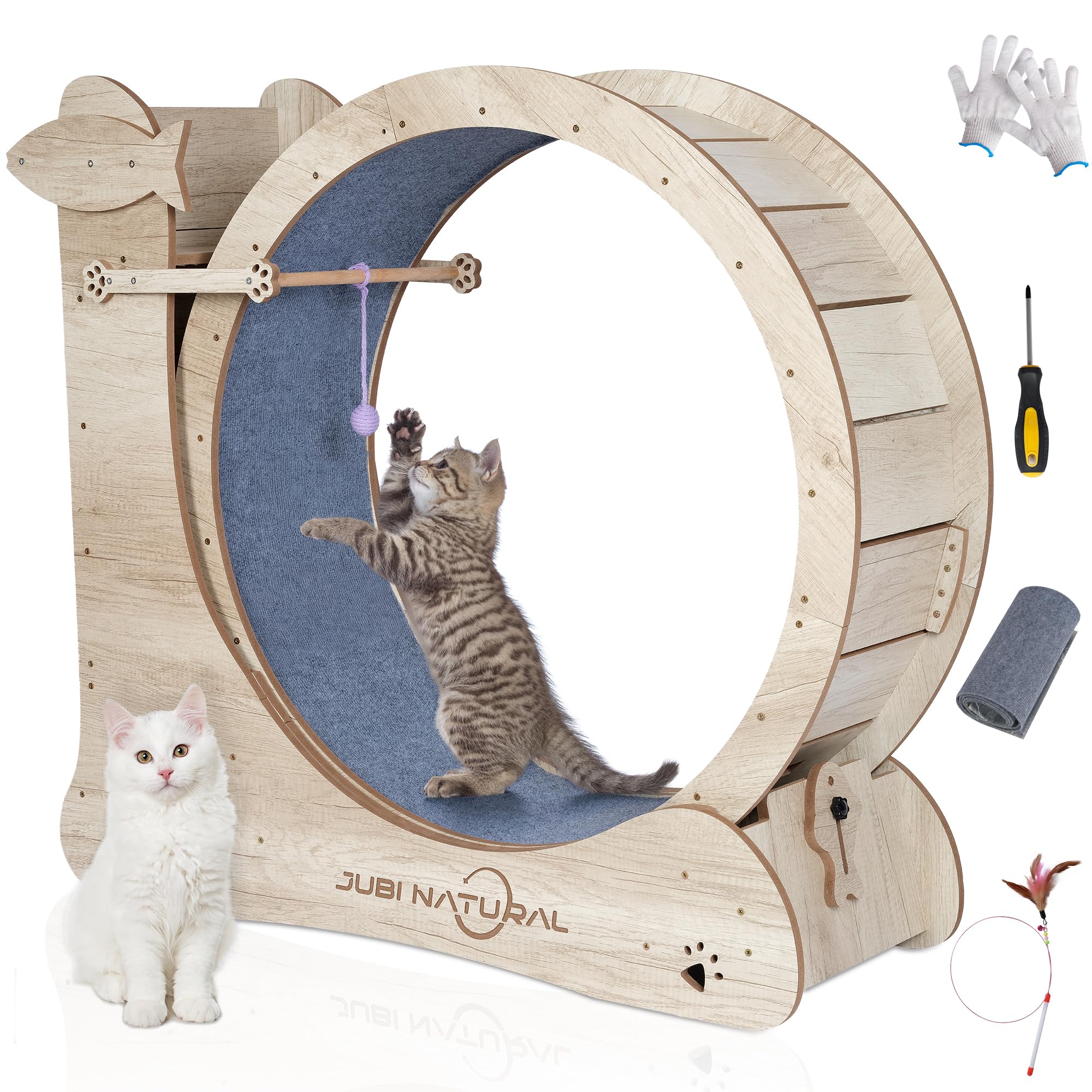 Photo 1 of **MISSING MANUAL**Cat Exercise Wheel, 43" Cat Running Wheels for Indoor Cats with with Locking Mechanism, Cats Treadmill Wheels with Scratching Board and Teaser Toy, Cat's Weight Loss and Health