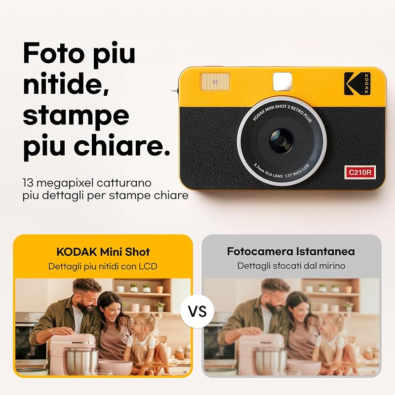 Mini Shot 2 Retro Fotocamera Istantanea 5x7,6cm, 38 Fogli, Bianco