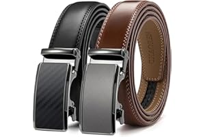 CHAOREN Mens Dress Belt Leather 2 Pack - Mens Ratchet Belt for Dress Shirt and Pants Every Occasion (32mm)