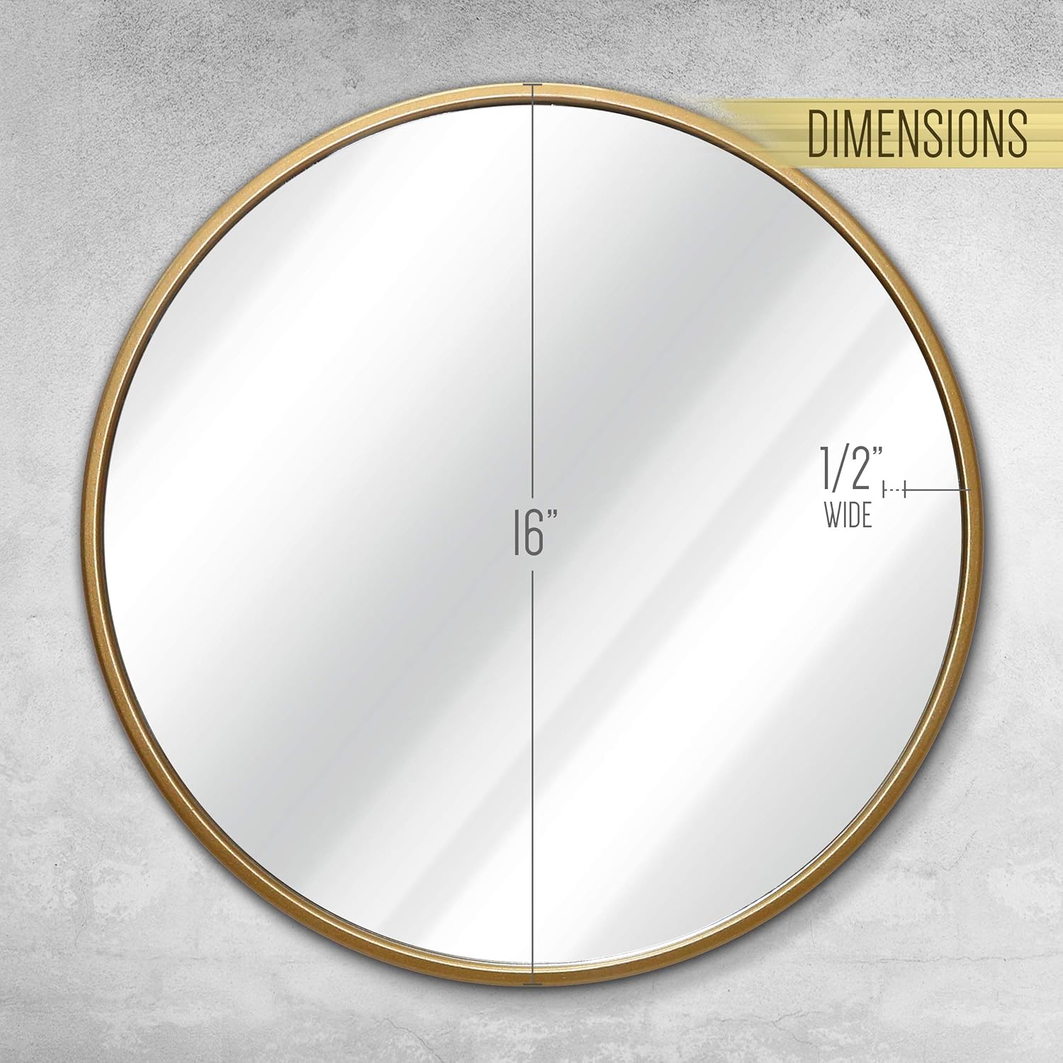 HBCY Creations Circle Wall Mirror Inch Round Wall Mirror for Entryways, Washrooms, Living Rooms and More (Gold, 16"): Furniture & Decor