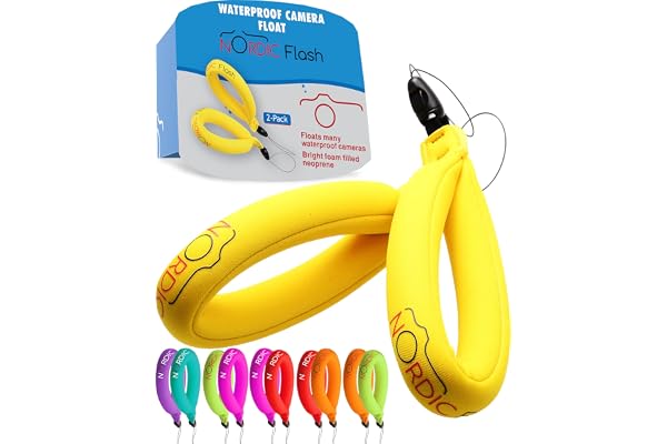 Nordic Flash Floating Wrist Strap (2-pack) for Phone & Action Camera - Compatible with GoPro Hero 13, Insta360 X4, DJI Action 5 Pro, OM System TG-7, Kodak PixPro WPZ2 & iPhone - Bright Yellow