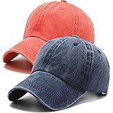 2 Pack Baseball Cap for Men Women, Washed Vintage Golf Dad Hat Adjustable Cotton Low Profile Caps