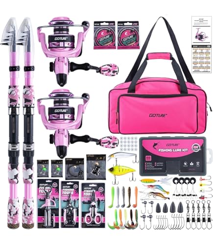 Amazon.com : RUJHGL telescoping Pink Fishing Pole Spinning Fishing Rod for  Reel Combo Set High Sensitive Fishing Rod Ready-to-go Fishing Gear Set  Women Rod Fishing Rod : Sports & Outdoors