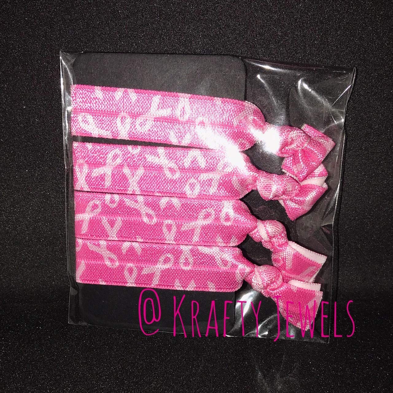 Amazon Com Breast Cancer Awareness Ribbon Knot Hair Ties Set Of